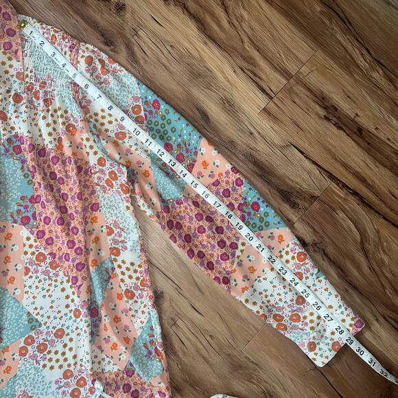 Rose + Olive Colorful Boho Floral Long Sleeve Button Up Size Large - Picture 8 of 8